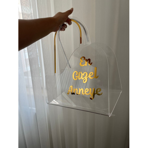 pleksi büküm çiçek çantası